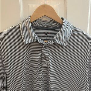 Johnston & Murphy Black and White Striped Polo
